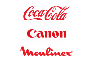 Logo Coca-cola, logo Canon, logo moulinex